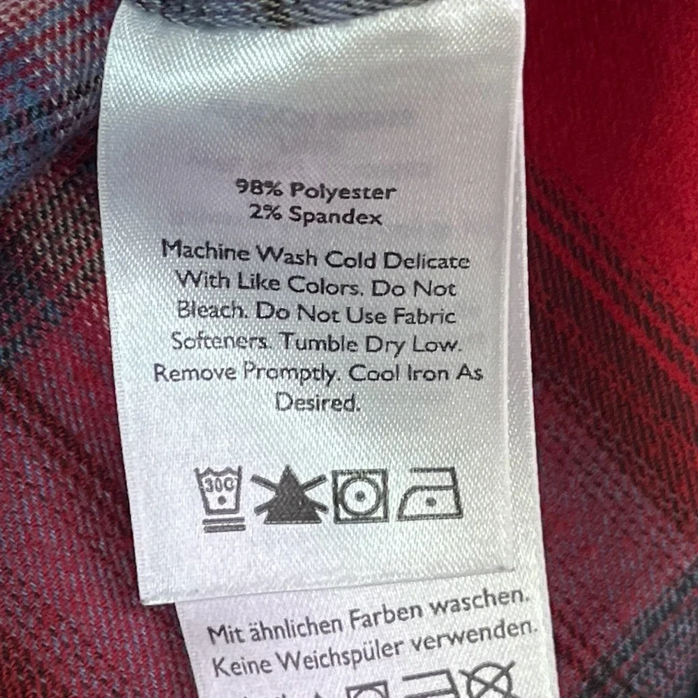 Eddie‎ Bauer Red Blue Plaid Flannel Button Down Shirt Womens Long Sleeve Pockets